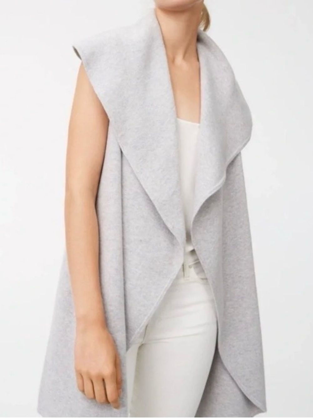 CLUB MONACO Wool Cashmere Blend Shawl Open Front Sweater Vest XS / S Grey EUC